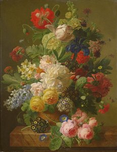 Blomster i en vase på et marmor konsolbord, 1816